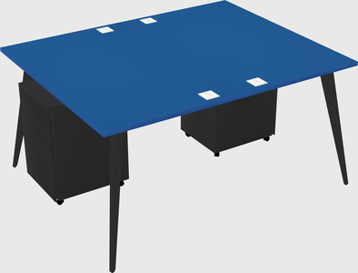Shared rectangular office desk system