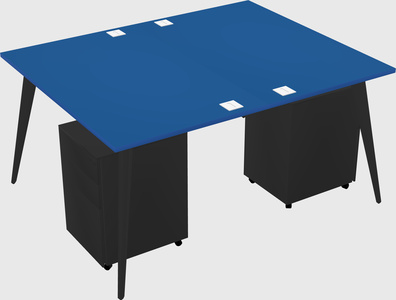 Shared rectangular office desk system