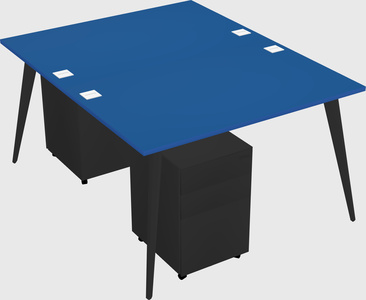 Shared rectangular office desk system