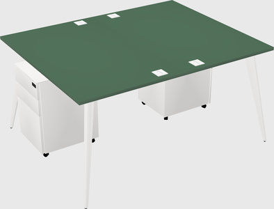 Shared rectangular office desk system