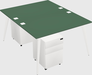 Shared rectangular office desk system