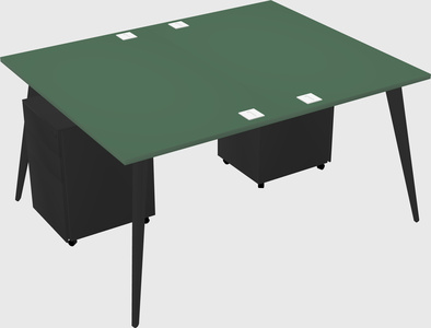 Shared rectangular office desk system