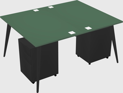 Shared rectangular office desk system