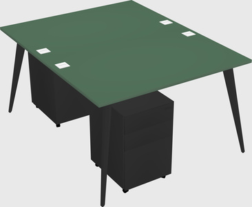 Shared rectangular office desk system