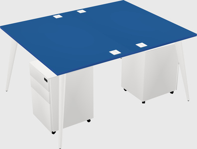 Shared rectangular office desk system