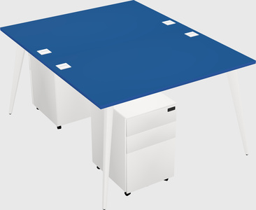 Shared rectangular office desk system