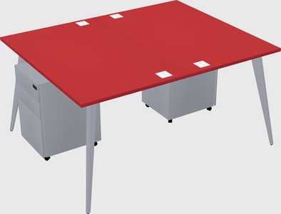 Shared rectangular office desk system