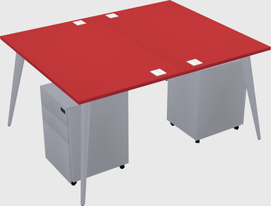 Shared rectangular office desk system