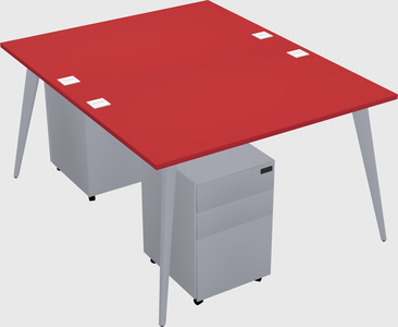 Shared rectangular office desk system