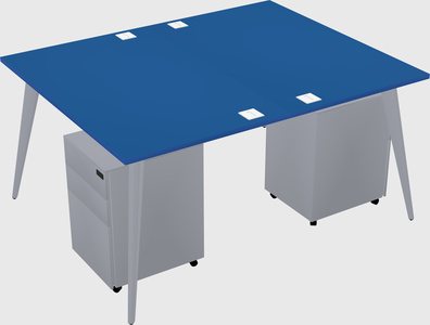 Shared rectangular office desk system