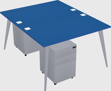 Shared rectangular office desk system