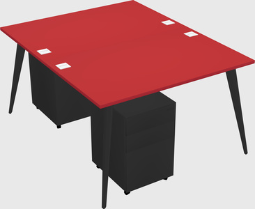 Shared rectangular office desk system