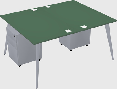 Shared rectangular office desk system
