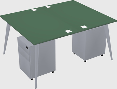 Shared rectangular office desk system
