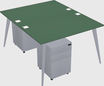 Shared rectangular office desk system