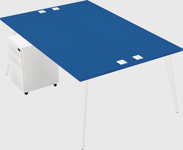 Shared rectangular office desk system