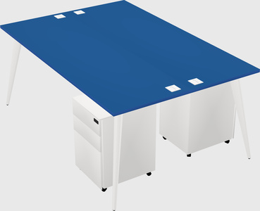 Shared rectangular office desk system