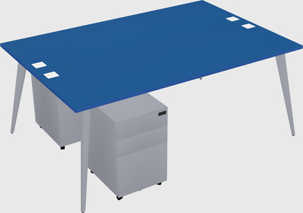 Shared rectangular office desk system