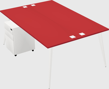 Shared rectangular office desk system