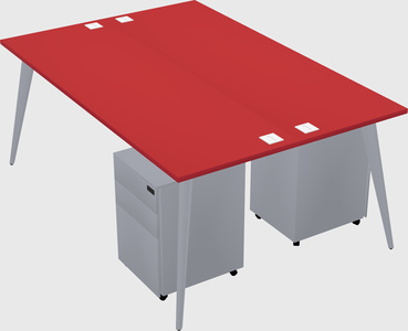 Shared rectangular office desk system