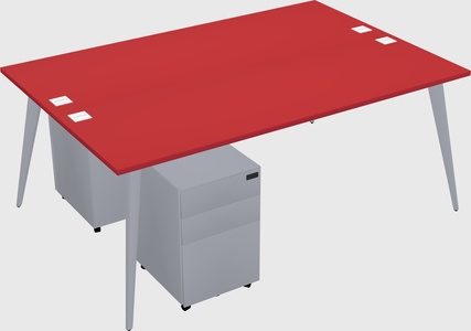 Shared rectangular office desk system