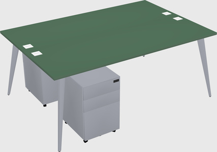 Shared rectangular office desk system