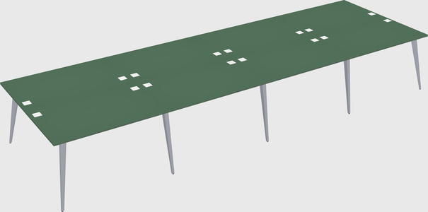 Shared rectangular office desk system