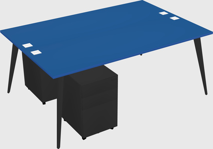 Shared rectangular office desk system