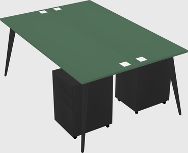 Shared rectangular office desk system