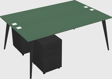 Shared rectangular office desk system