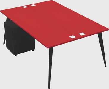 Shared rectangular office desk system