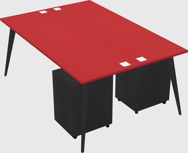 Shared rectangular office desk system