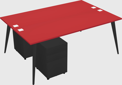 Shared rectangular office desk system