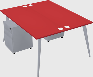 Shared rectangular office desk system