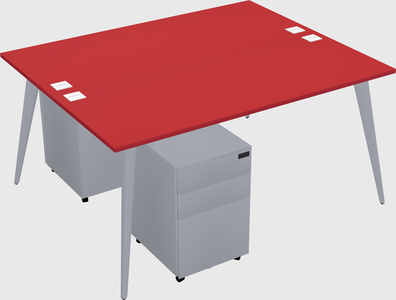 Shared rectangular office desk system