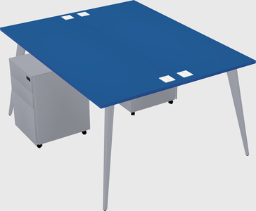 Shared rectangular office desk system