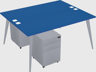 Shared rectangular office desk system