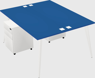 Shared rectangular office desk system