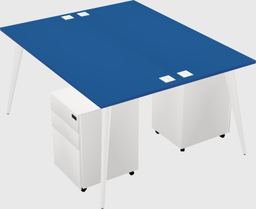 Shared rectangular office desk system