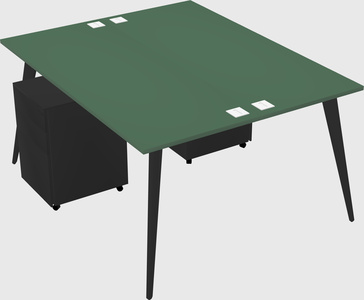 Shared rectangular office desk system