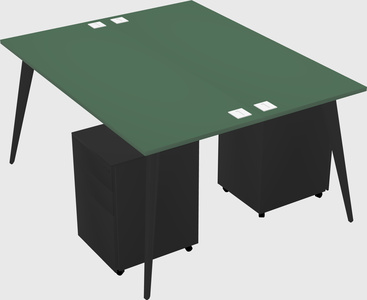 Shared rectangular office desk system