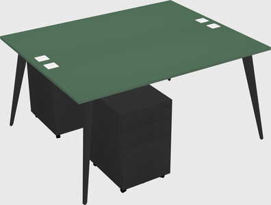 Shared rectangular office desk system
