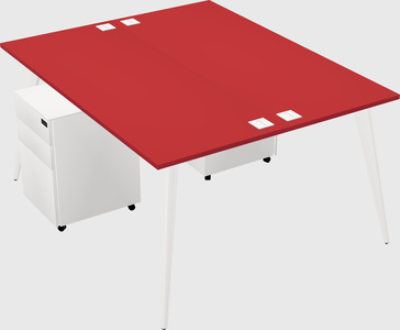 Shared rectangular office desk system