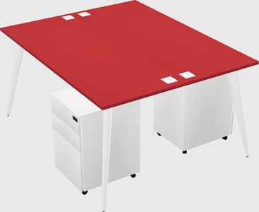 Shared rectangular office desk system