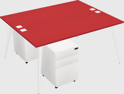Shared rectangular office desk system