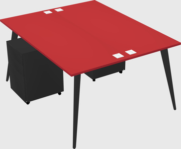 Shared rectangular office desk system
