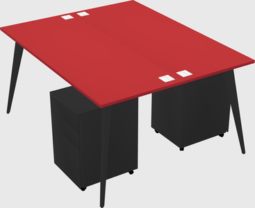 Shared rectangular office desk system