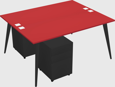 Shared rectangular office desk system