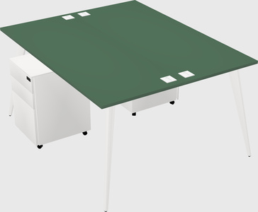Shared rectangular office desk system