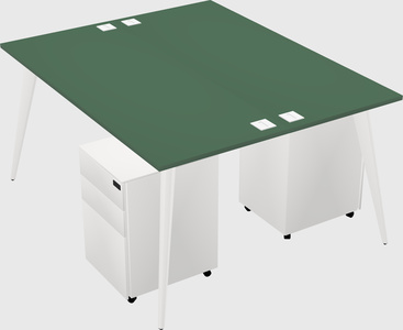 Shared rectangular office desk system